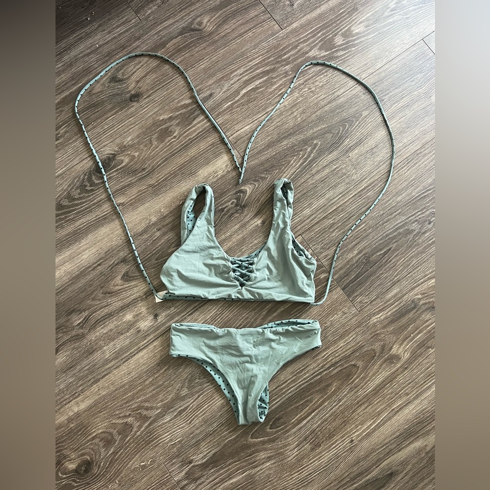 RARE Wrap Up Strappy Polka Dot Reversible San Lorenzo Bikini